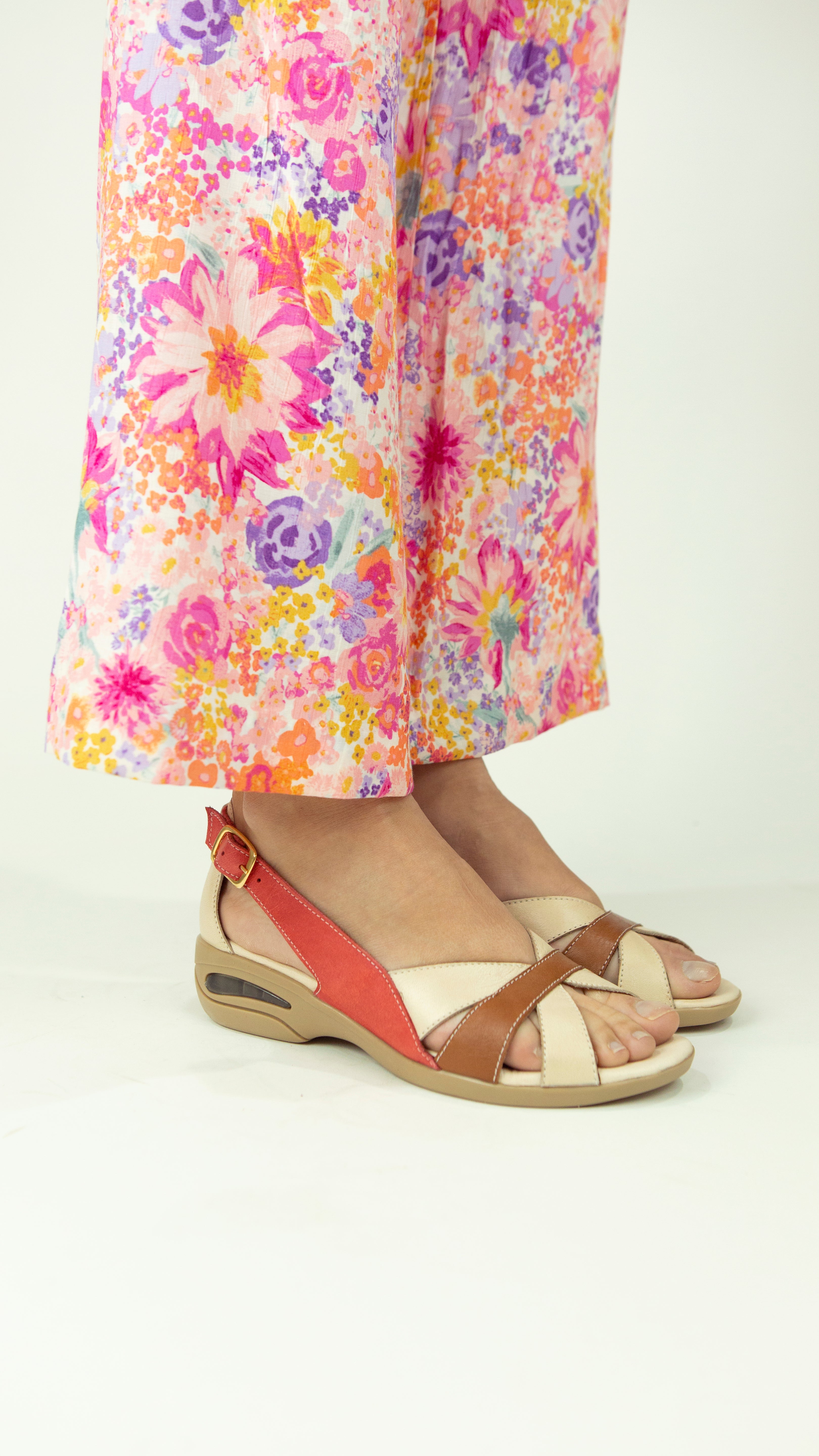 Sandalia Zoé Terracota Natural y Rojo