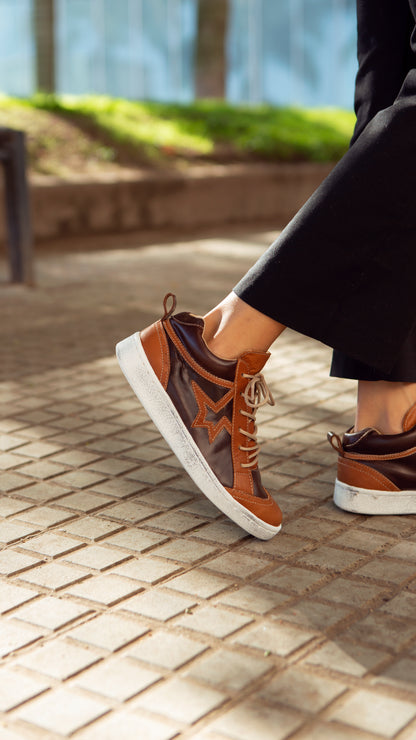 Sneaker Rockstar terracota y marron