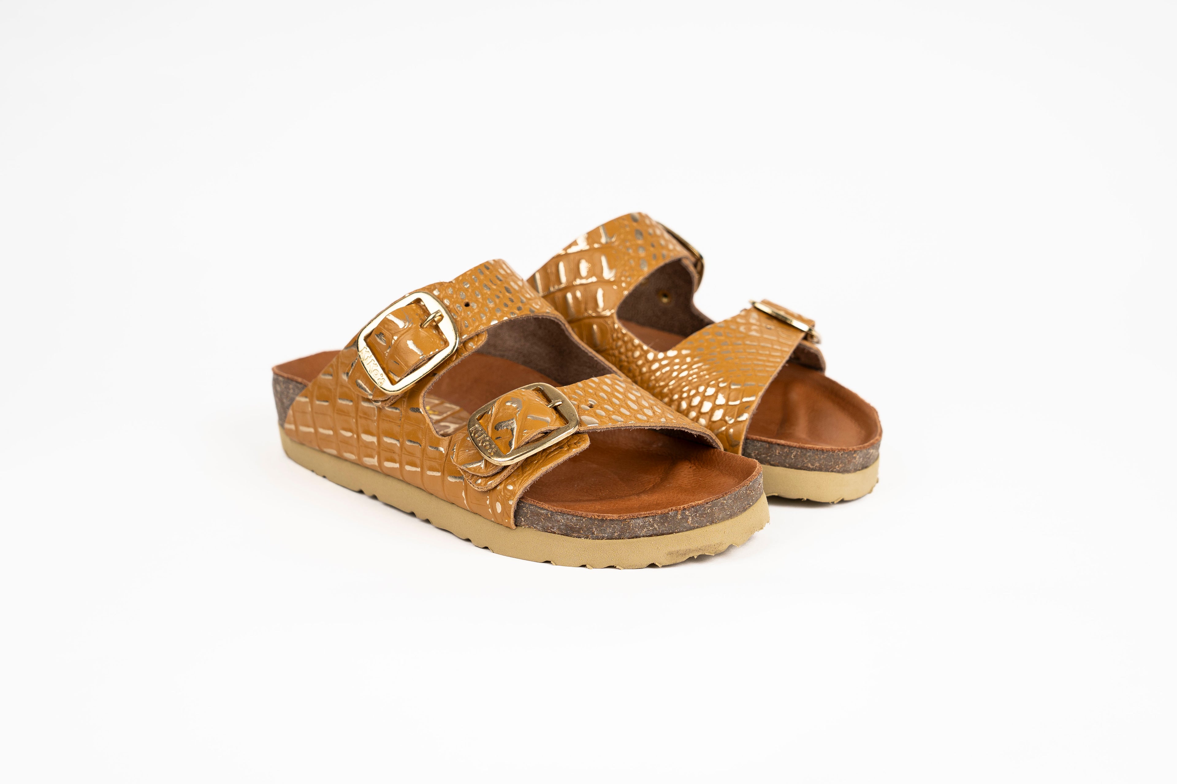 Sandalia Clover dos hebillas Terracota oro Kiko's Shoes