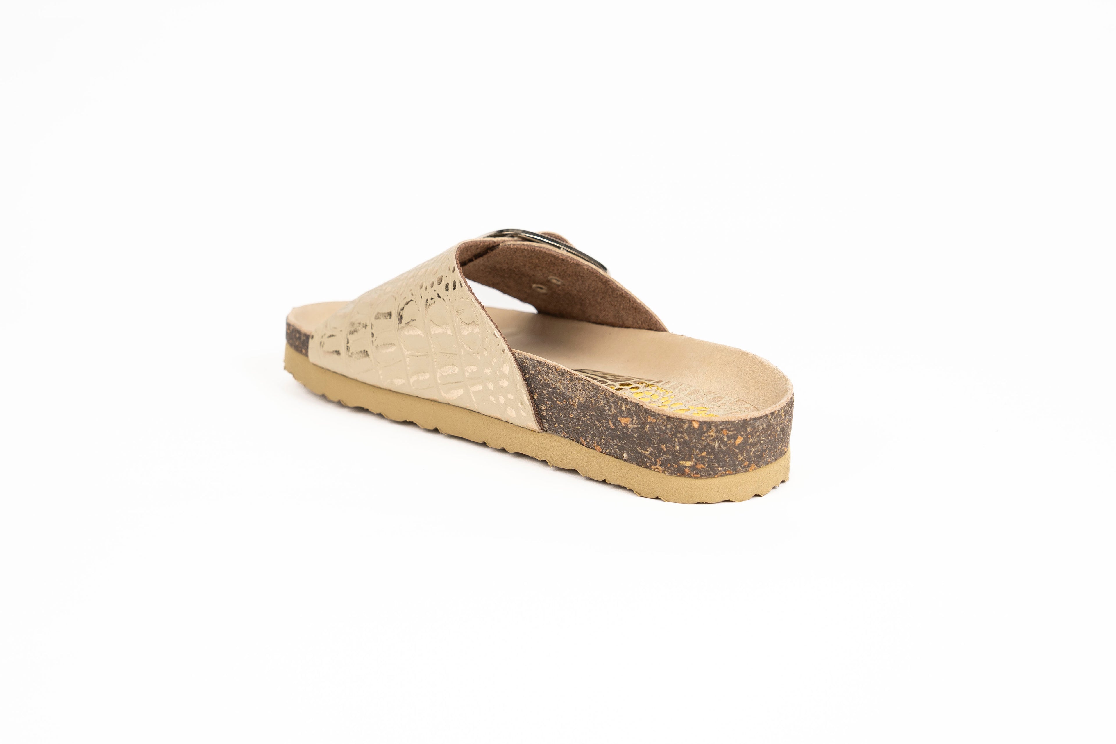 Sandalia Clover una hebilla croco oro Kiko's Shoes