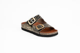 Sandalia Clover dos hebillas negro con oro Kiko's Shoes