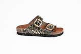 Sandalia Clover dos hebillas negro con oro Kiko's Shoes