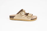 Sandalia Clover dos hebillas Croco Oro Kiko´s Shoes