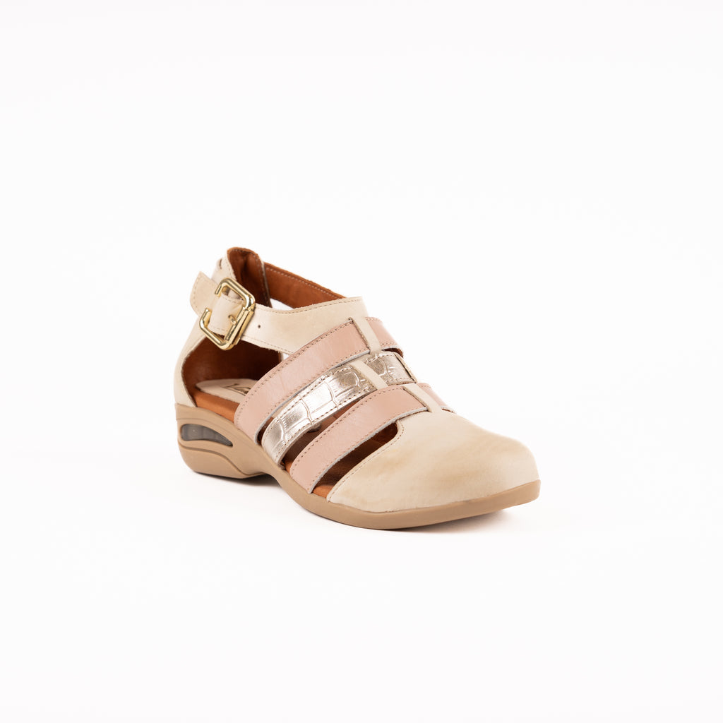 Sandalia Peonia Natural, Rosa y Plata Vanzetti