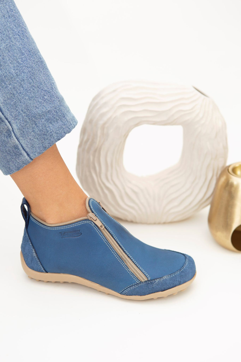 Bota Zipper Azul Dos Cierres Vanzetti