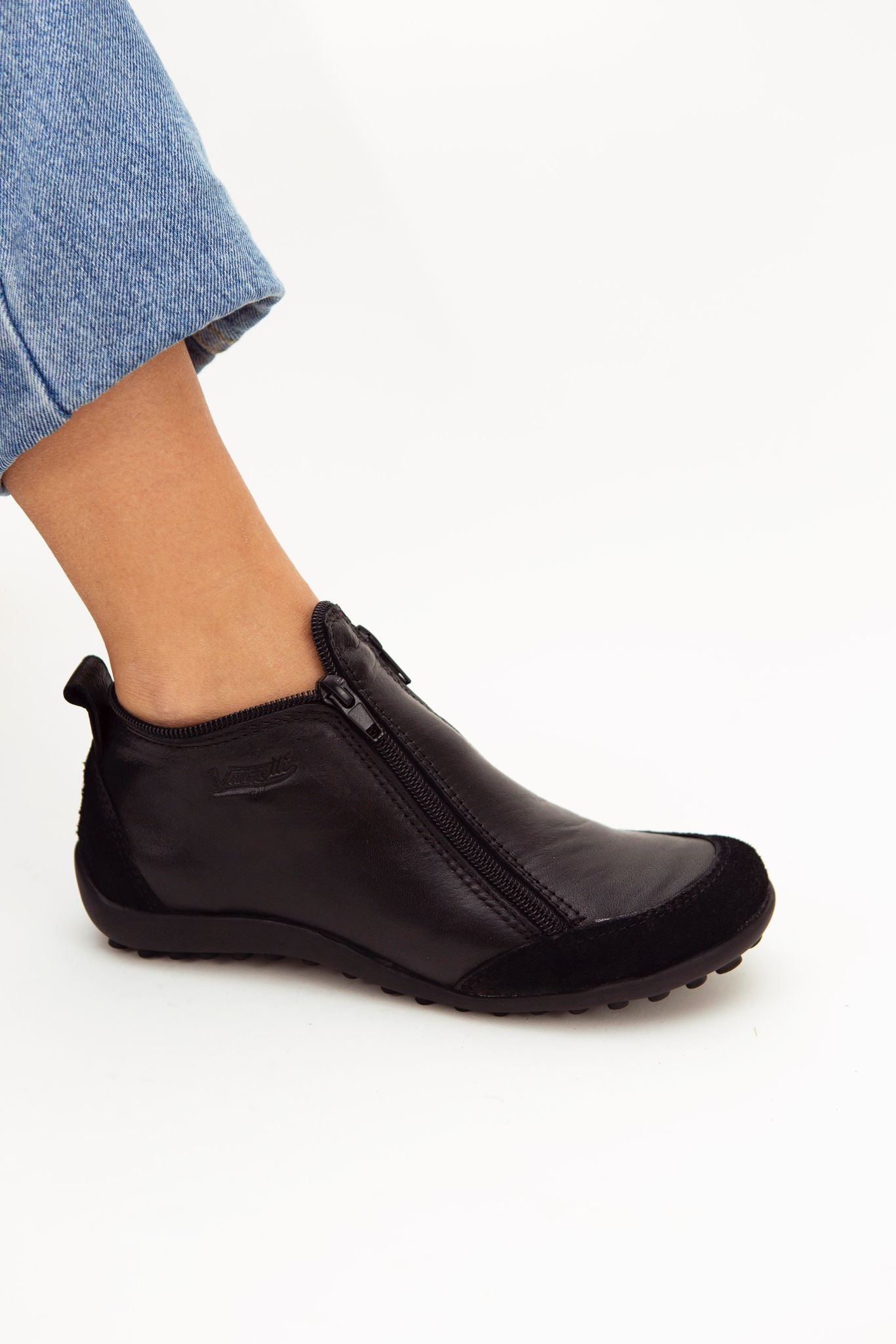 Bota Zipper Negro Dos Cierres Vanzetti