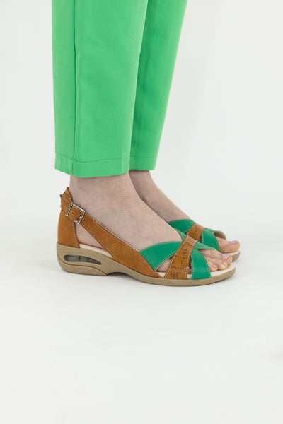 Sandalia Zoé terracota verde con terracota