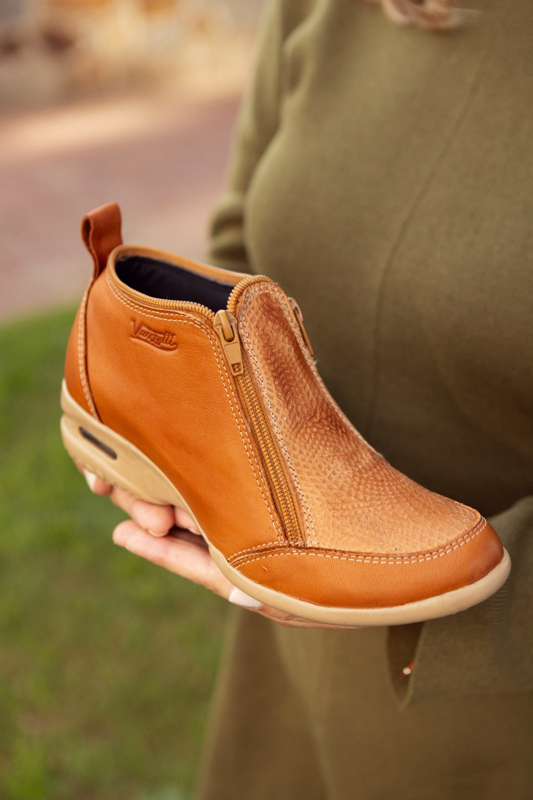 Bota Zipper Terracota dos cierres con burbuja Vanzetti