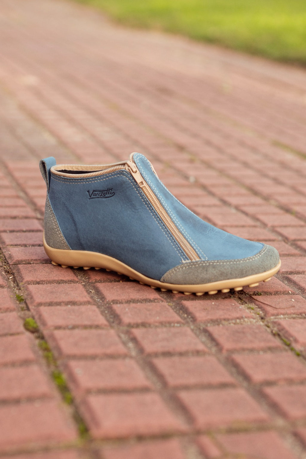 Bota Zipper Azul Dos Cierres Vanzetti