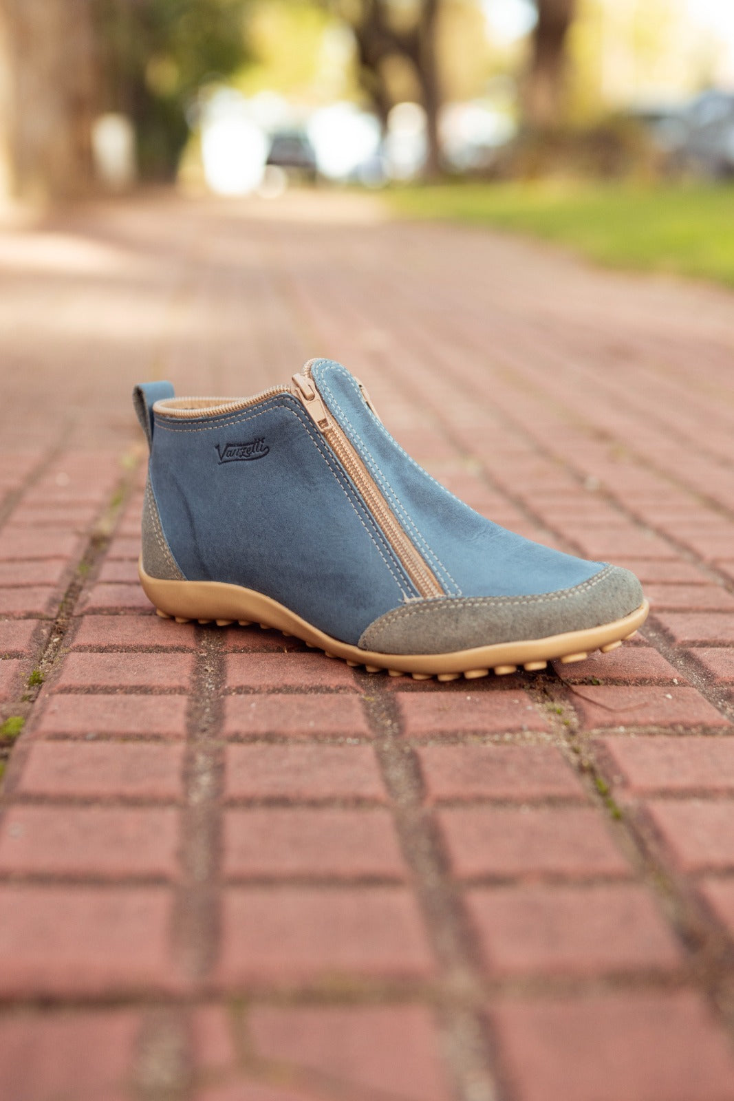 Bota Zipper Azul Dos Cierres Vanzetti