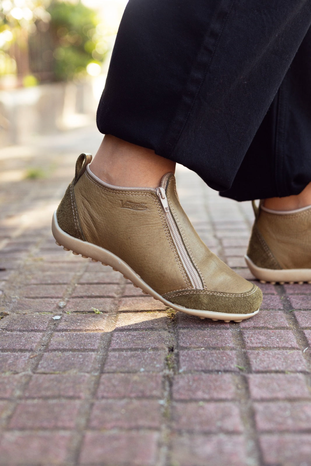 Bota Zipper Verde Dos Cierres Vanzetti