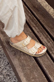 Sandalia Clover dos hebillas Croco Oro Kiko´s Shoes
