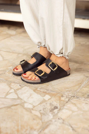 Sandalia Clover dos hebillas Negro Kiko's Shoes