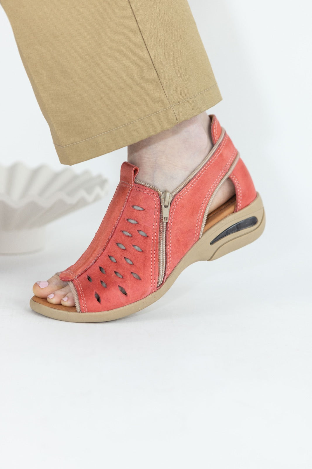 Sandalia Zipper Calada Roja