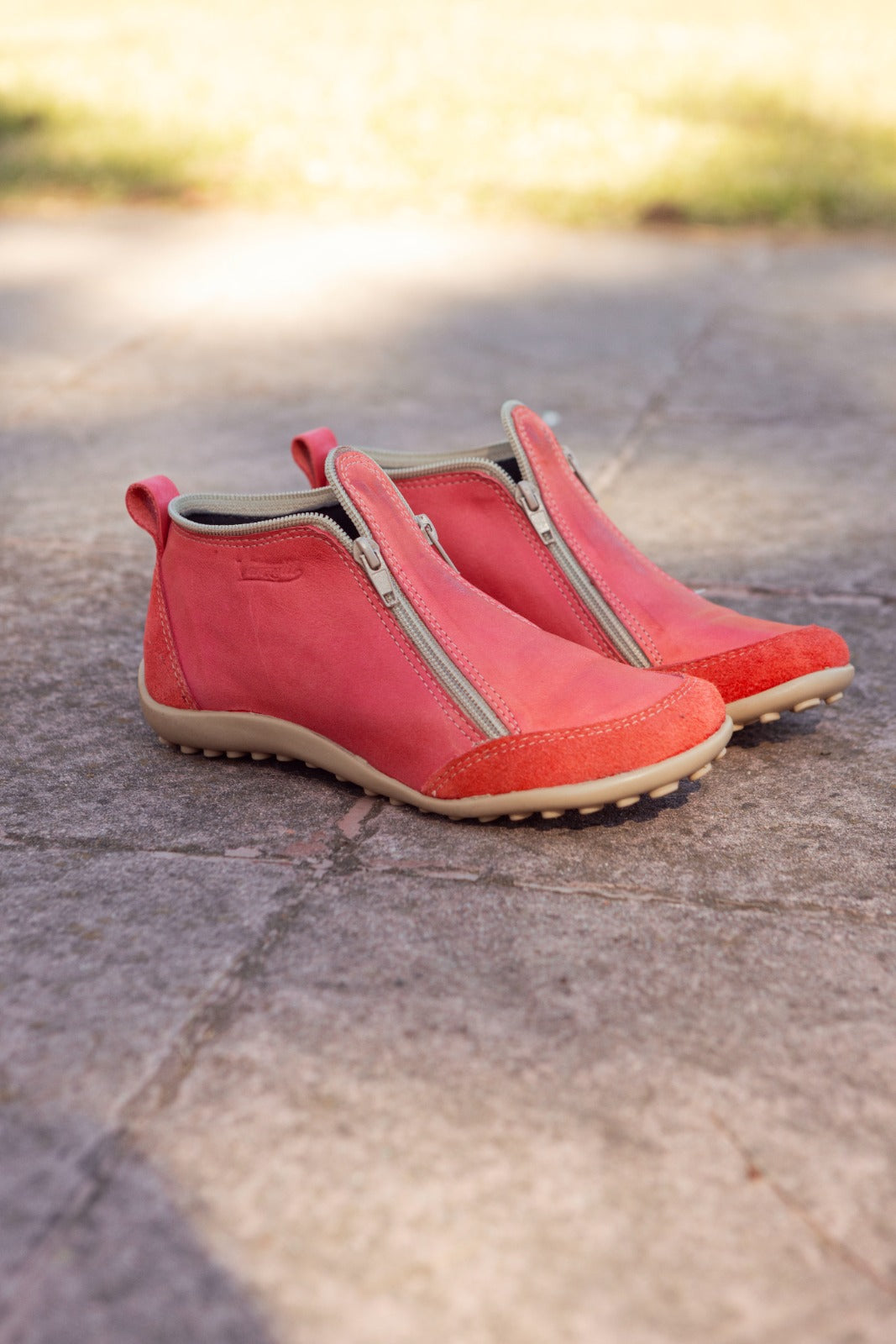 Bota Zipper Rojo Dos Cierres Vanzetti